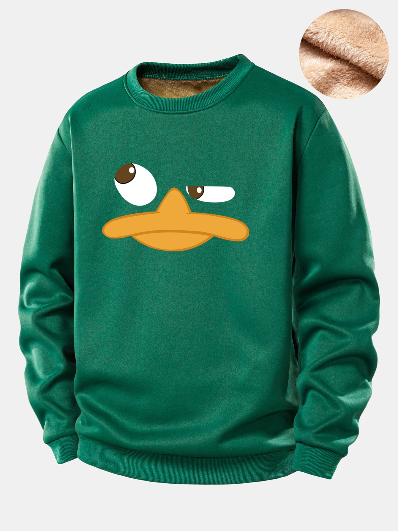 Duck Print Teddy Fleece Lined Sweatshirt - Image 6