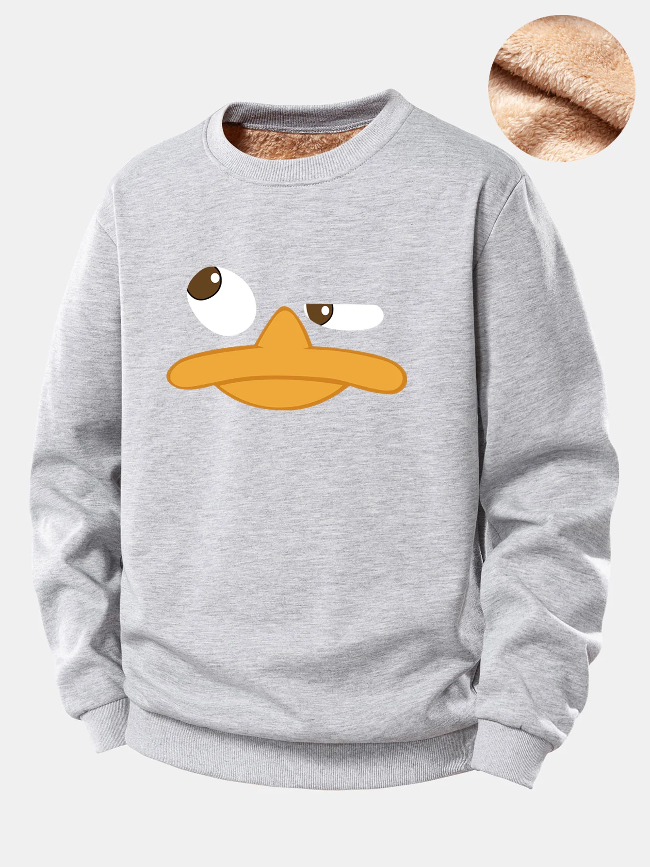 Duck Print Teddy Fleece Lined Sweatshirt - Image 7