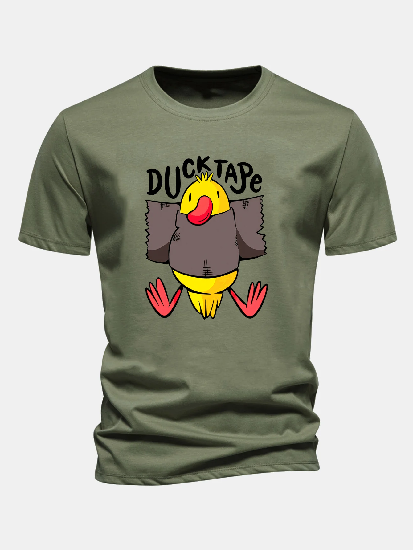 Duck Tape Print Cotton T-Shirt - Image 4