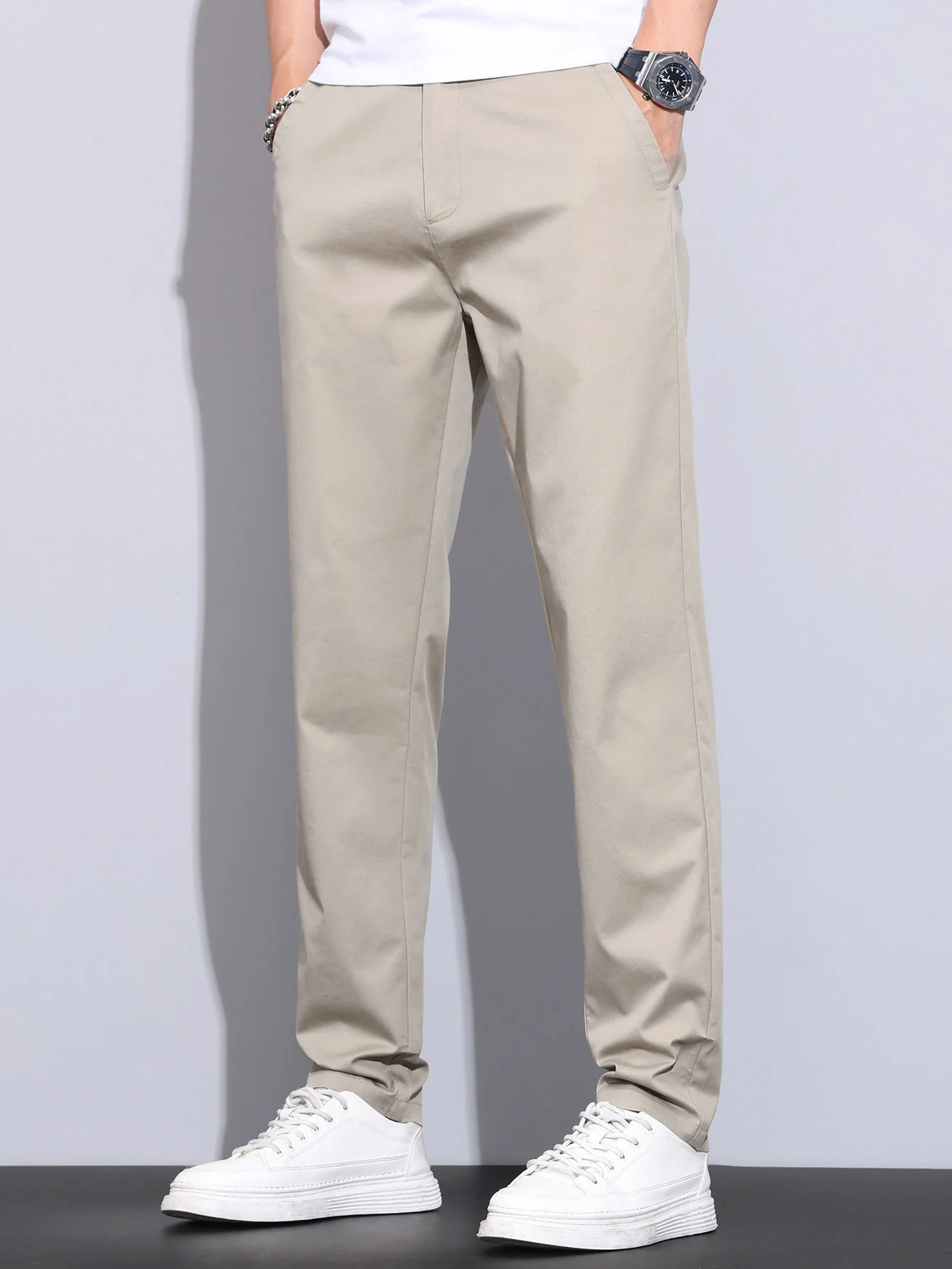 Elastische Taille Gerade Bein Hose - Image 7