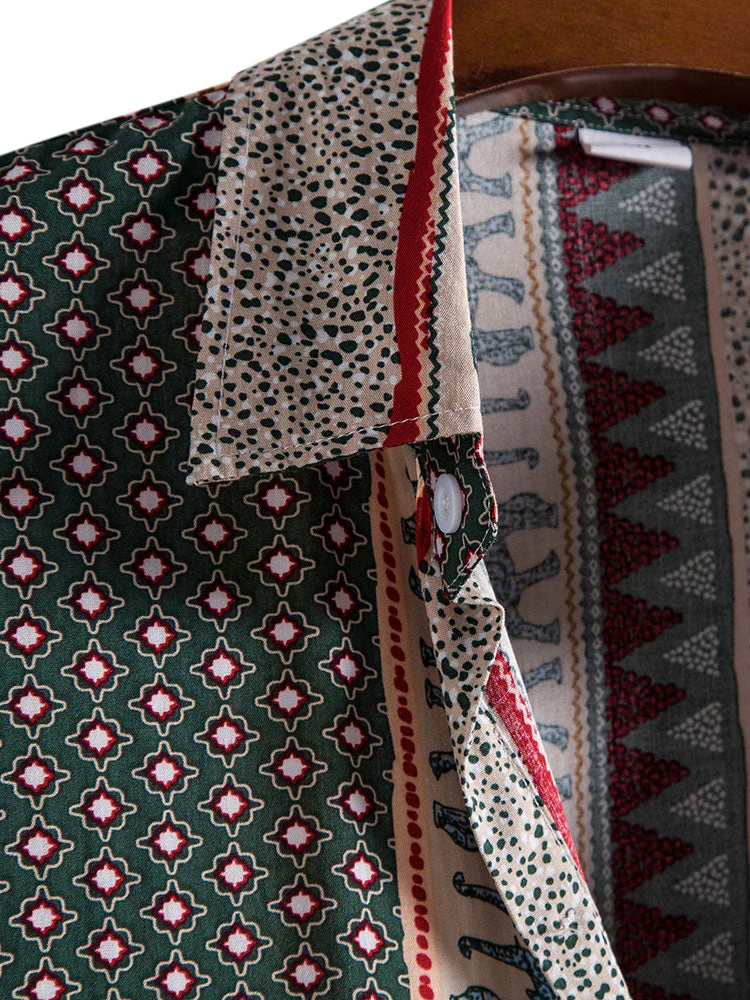 Elefanten geometrisches Druckhemd & Leinen-Baumwoll-Mix cropped Hose - Image 10