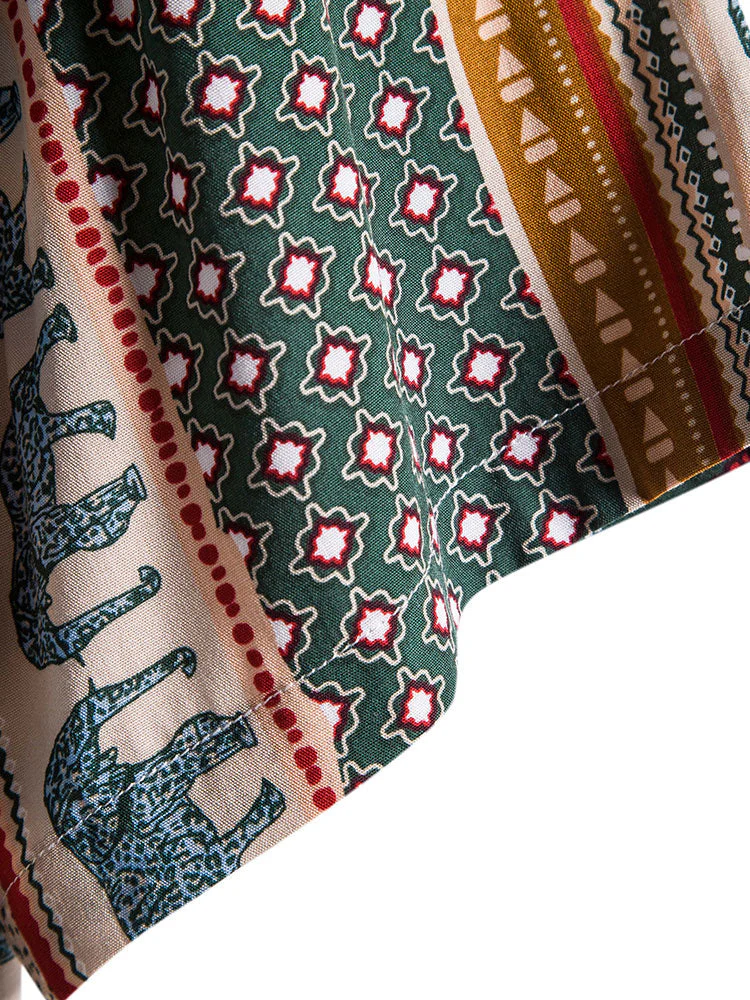 Elefanten geometrisches Druckhemd & Leinen-Baumwoll-Mix cropped Hose - Image 12
