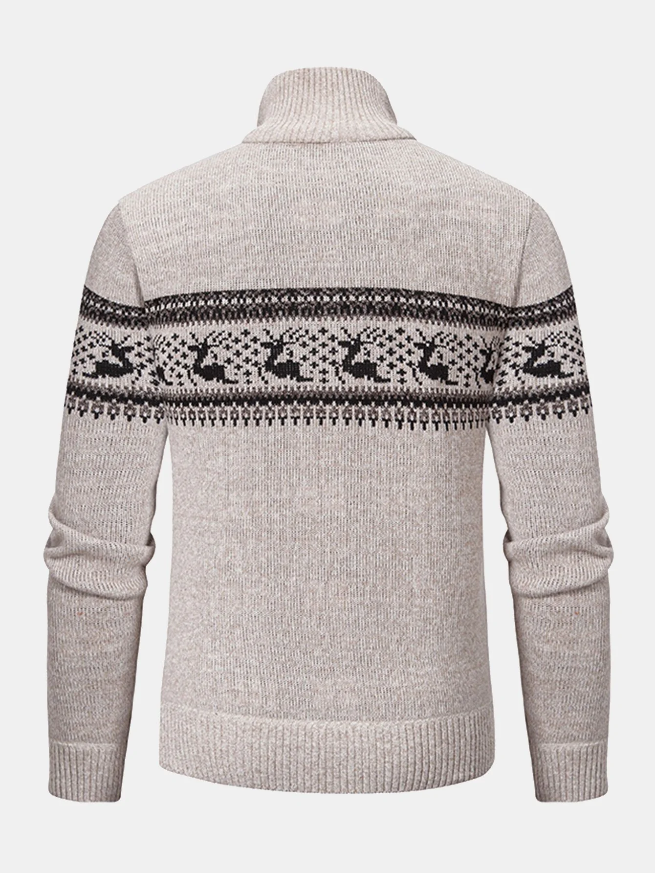 Elch Druck Viertel Reißverschluss Pullover - Image 3