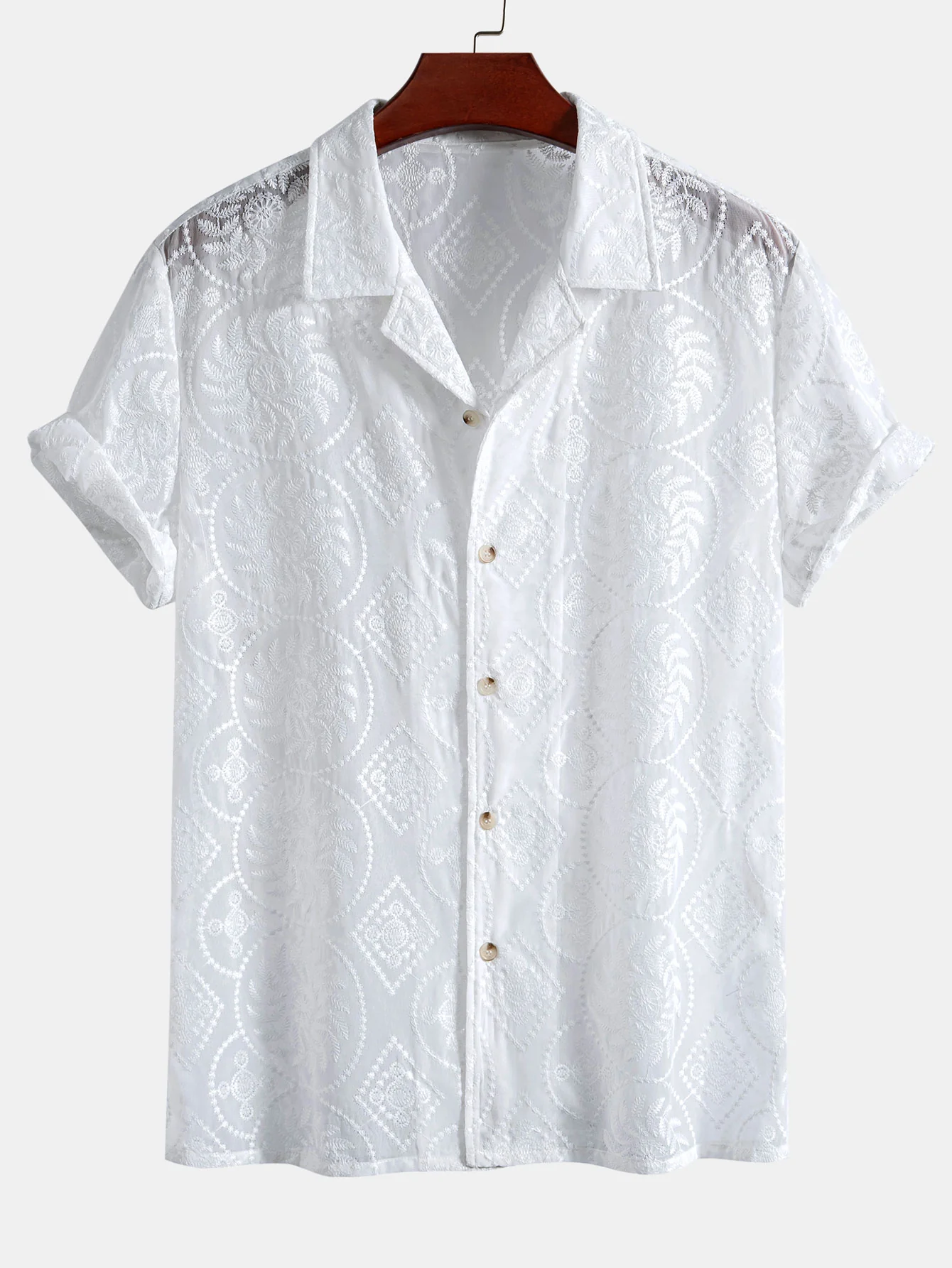 Bestickte Blumen-Cuban-Shirt