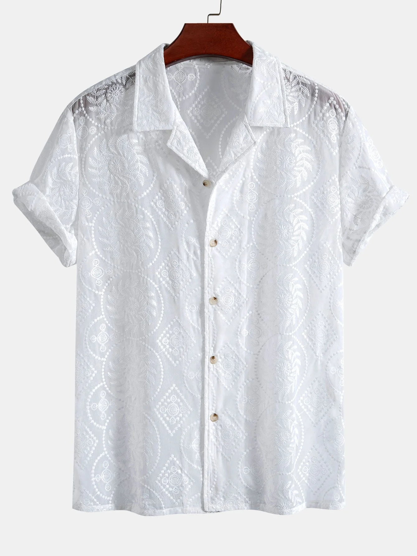Bestickte Blumen-Cuban-Hemd & gerade Leinenhose - Image 3