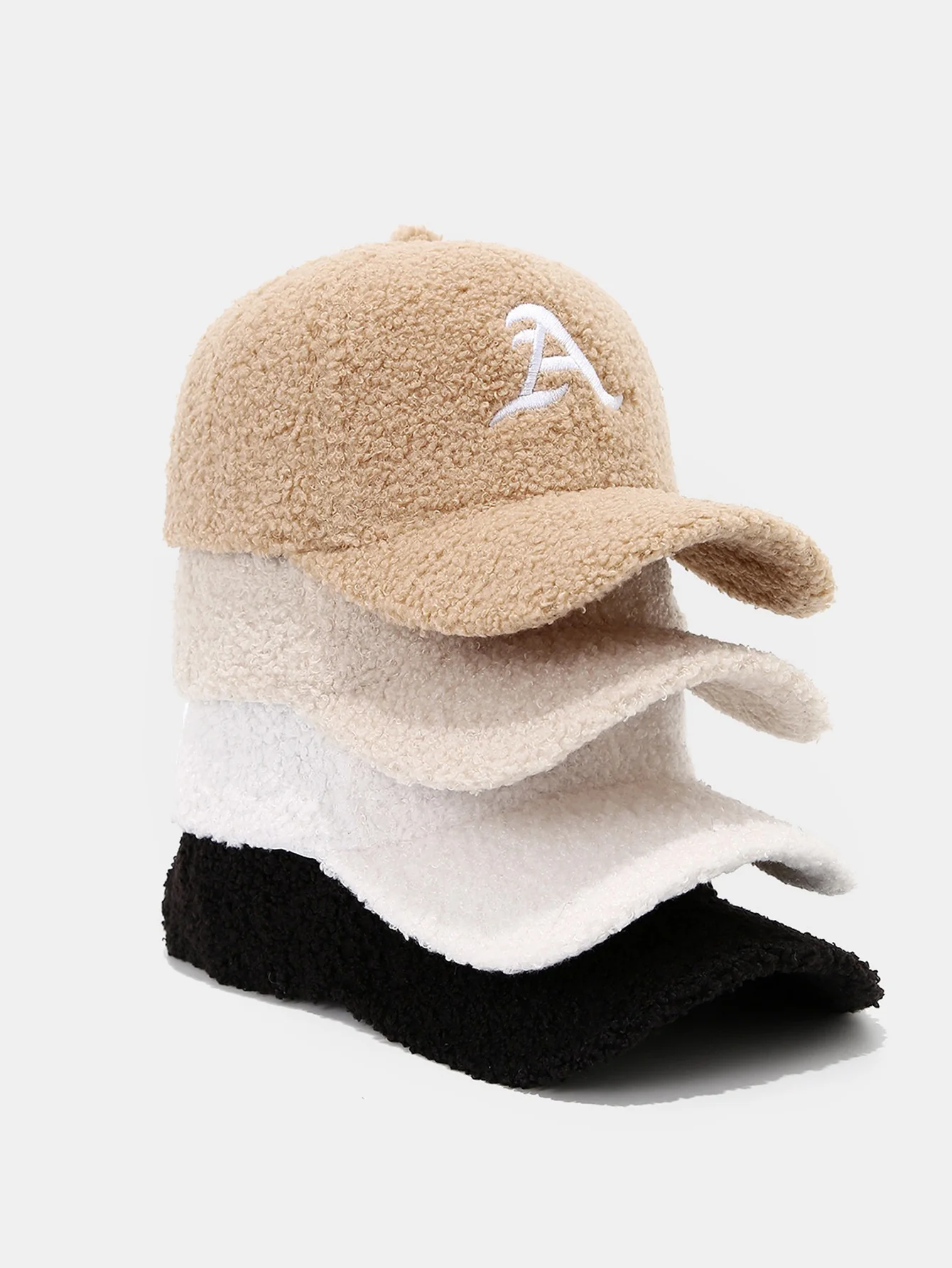 Embroidered Letter Pattern Plush Baseball Cap - Image 6