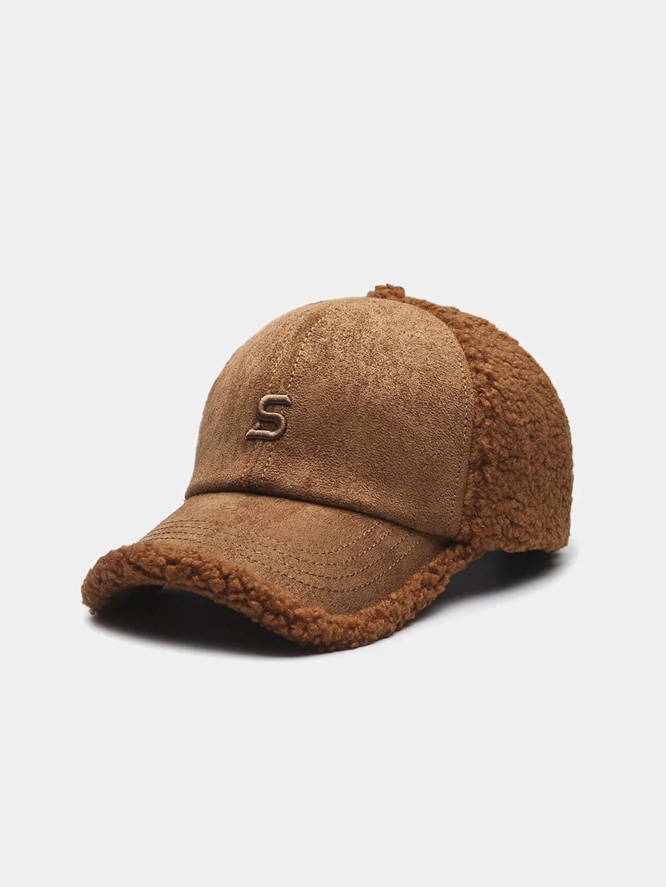 Bestickte Buchstaben Plüsch Warme Baseballmütze - Image 2