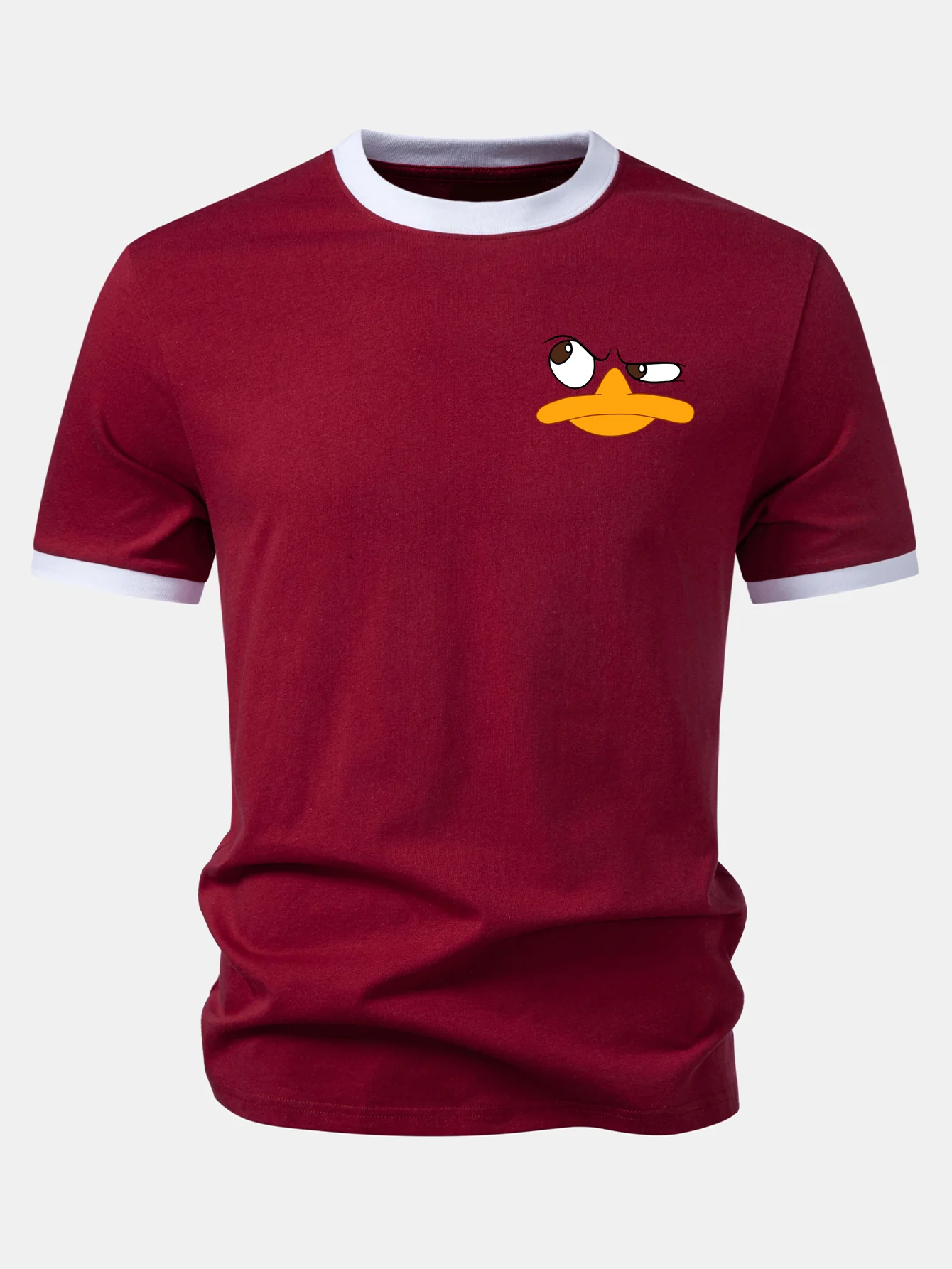 Emoji Duck Print Contrast Ringer T-Shirt - Image 2