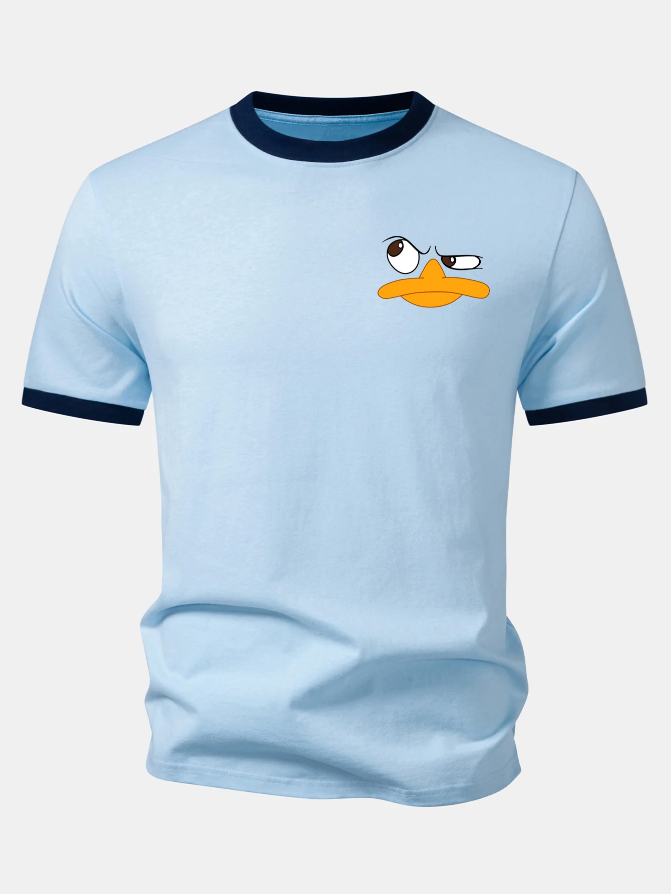 Emoji Duck Print Contrast Ringer T-Shirt - Image 4