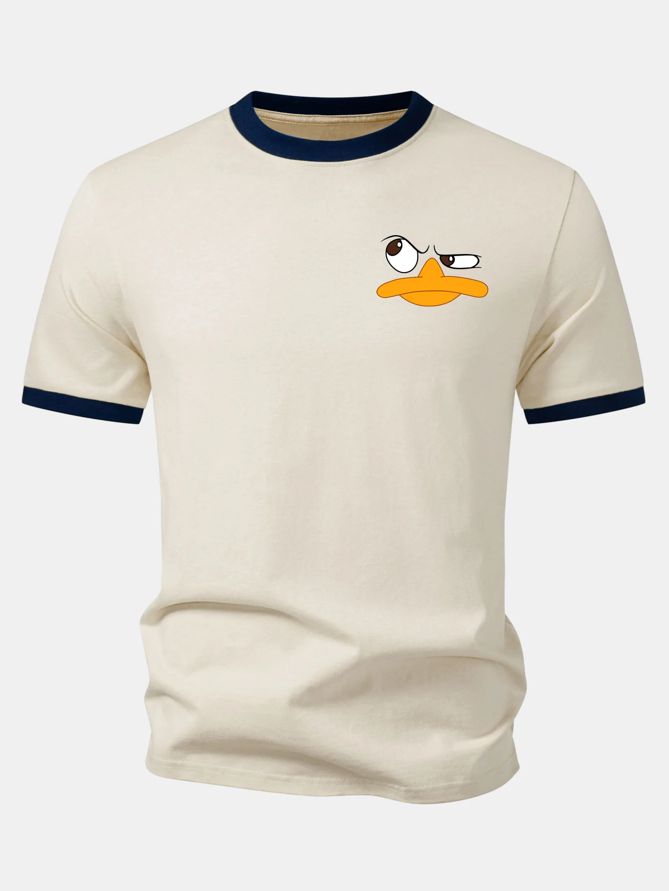Emoji Duck Print Contrast Ringer T-Shirt - Image 5