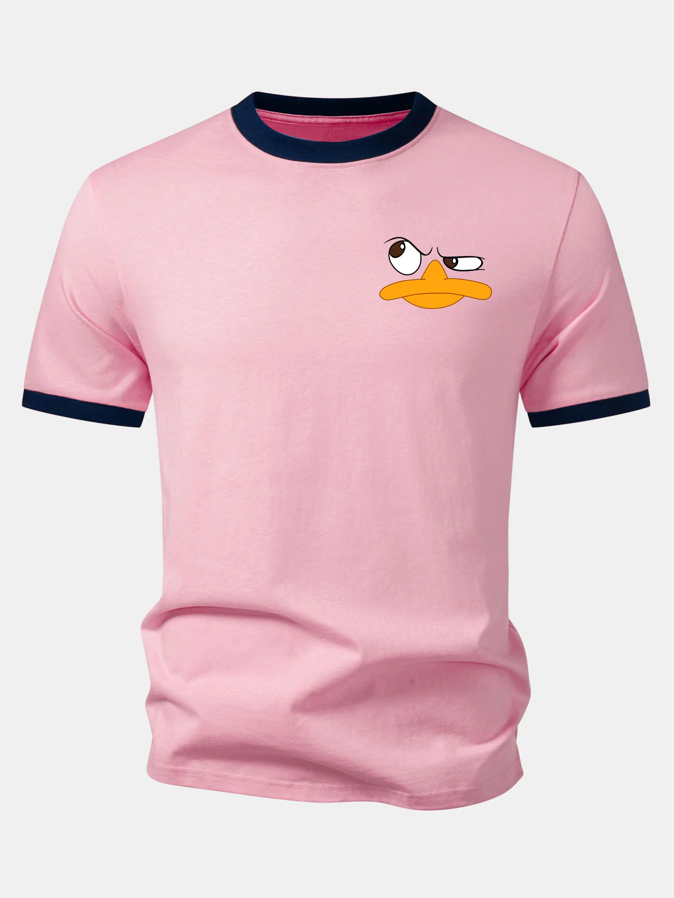 Emoji Duck Print Contrast Ringer T-Shirt - Image 6