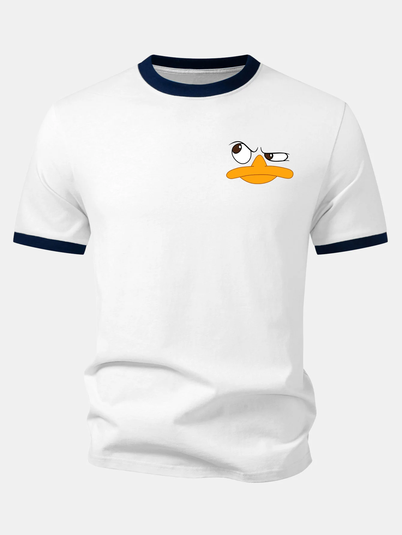 Emoji Duck Print Contrast Ringer T-Shirt - Image 7