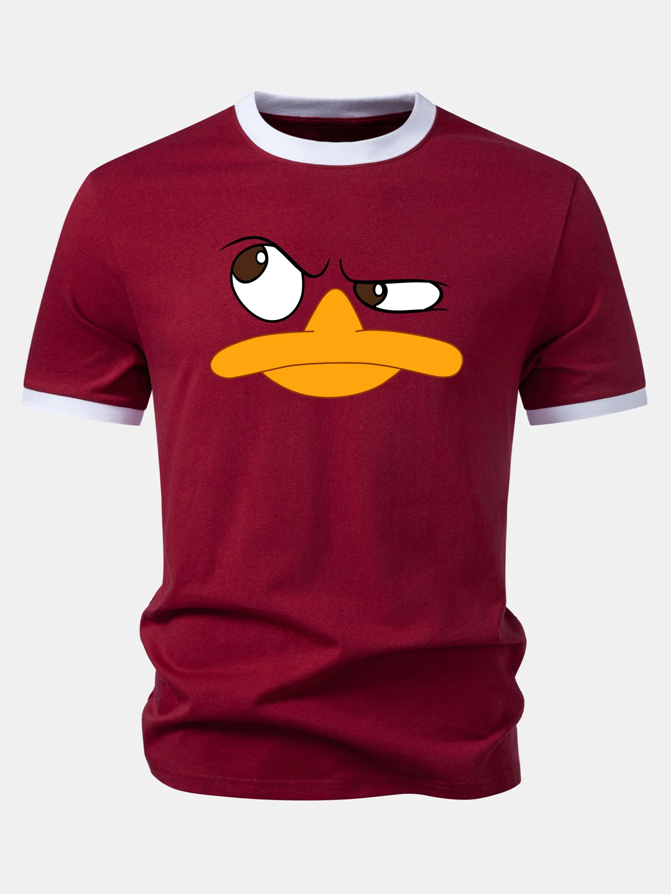 Emoji Duck Print Contrast Ringer T-Shirt - Image 2