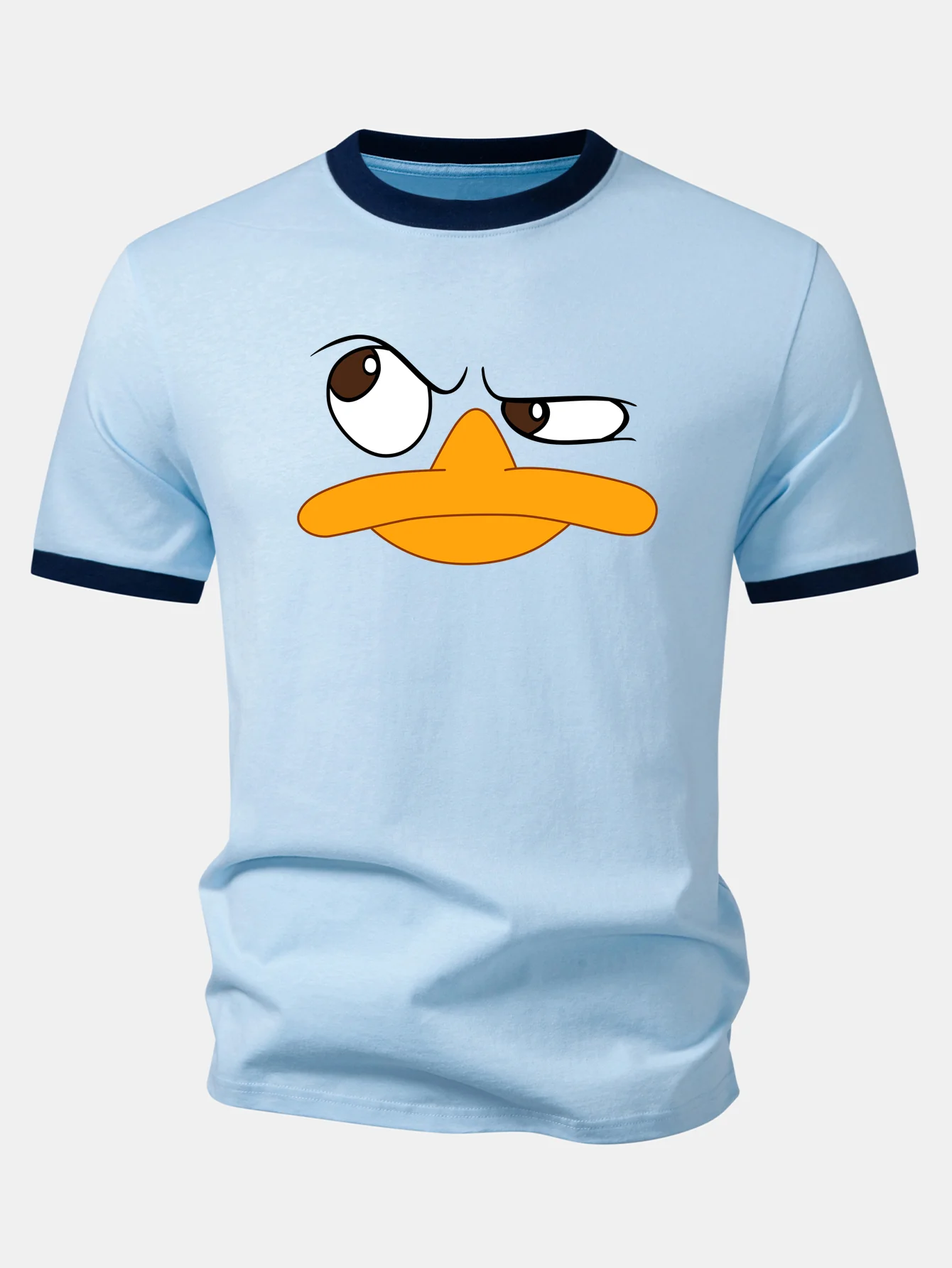 Emoji Duck Print Contrast Ringer T-Shirt - Image 4
