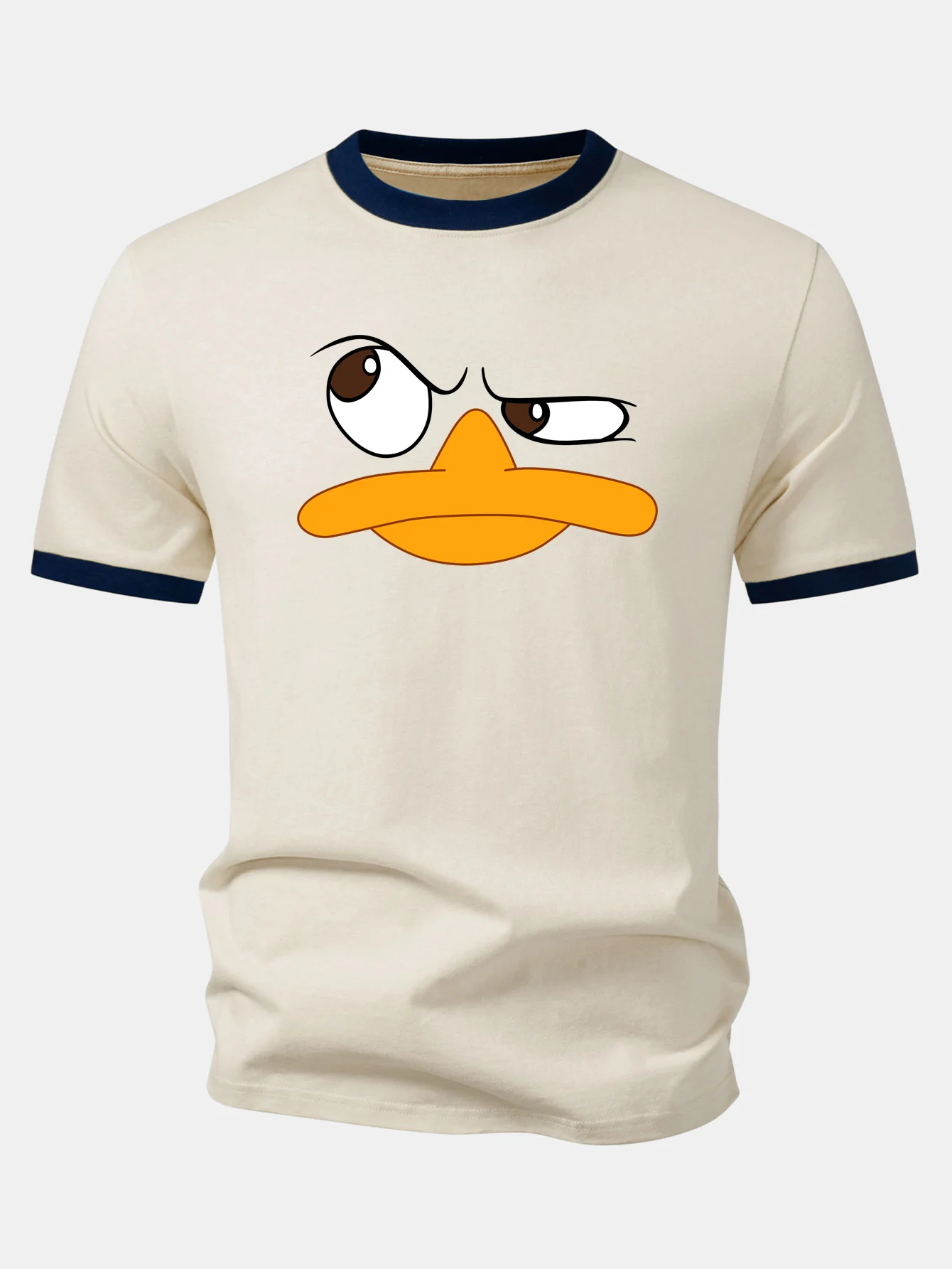 Emoji Duck Print Contrast Ringer T-Shirt - Image 5