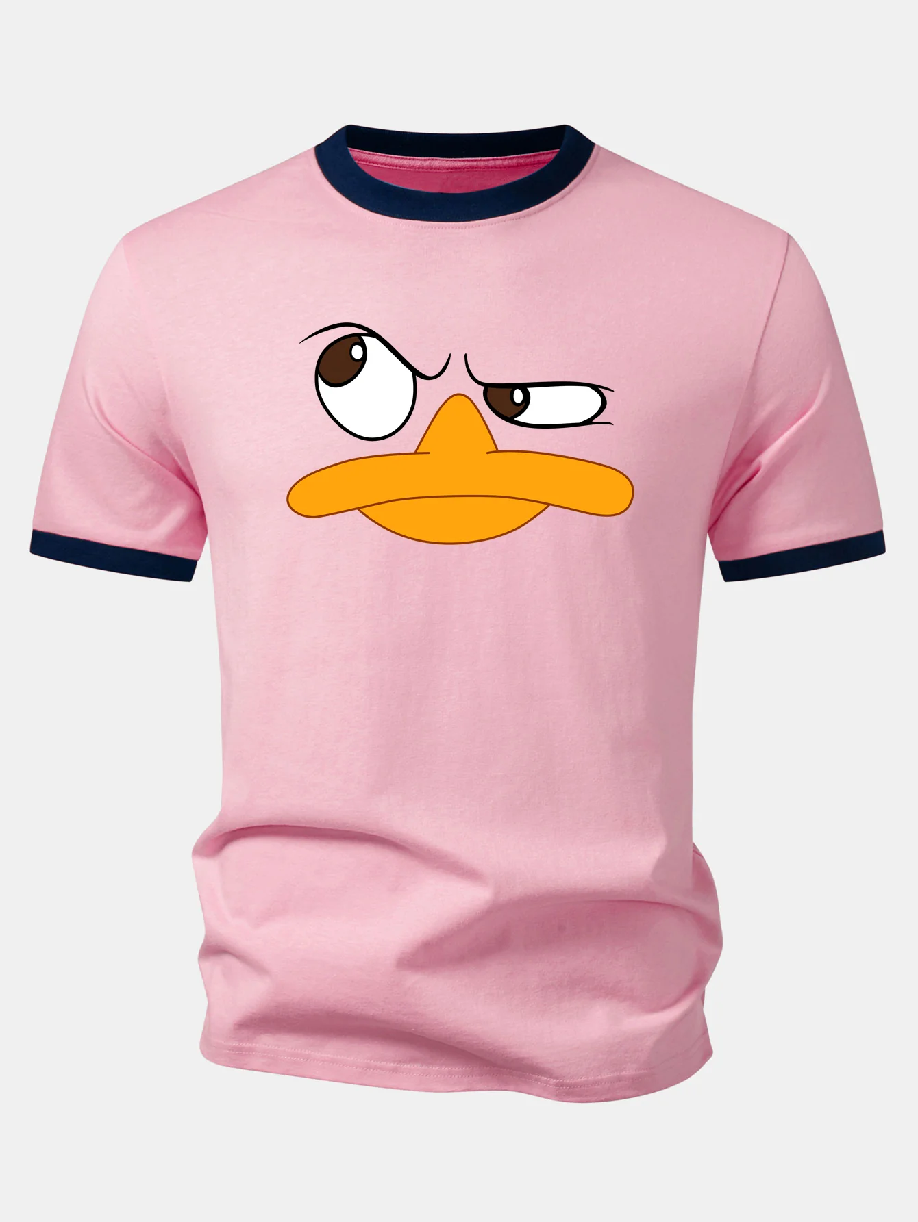 Emoji Duck Print Contrast Ringer T-Shirt - Image 6