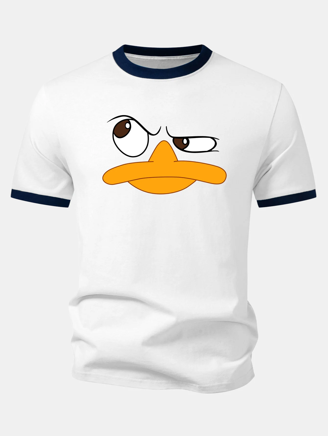 Emoji Duck Print Contrast Ringer T-Shirt - Image 7