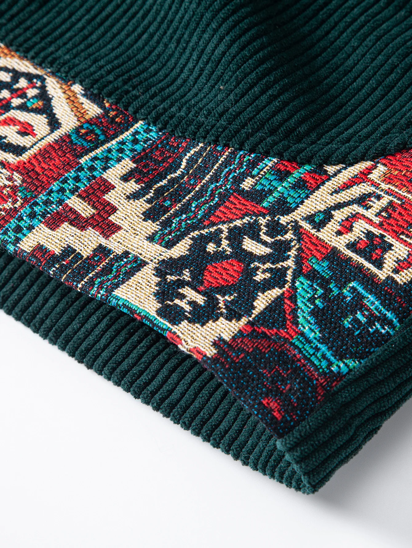 Ethnic Geometric Jacquard Patchwork Corduroy Shorts - Image 9