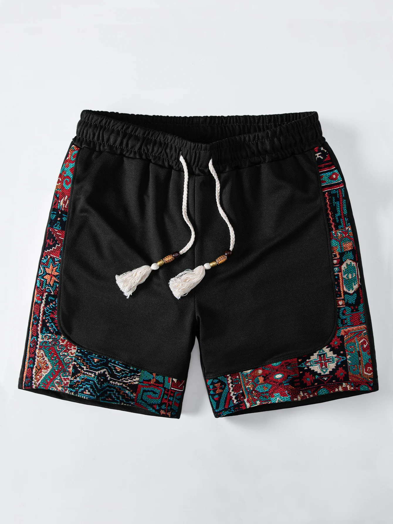 Ethnic Geometric Jacquard Patchwork 8" Shorts - Image 3