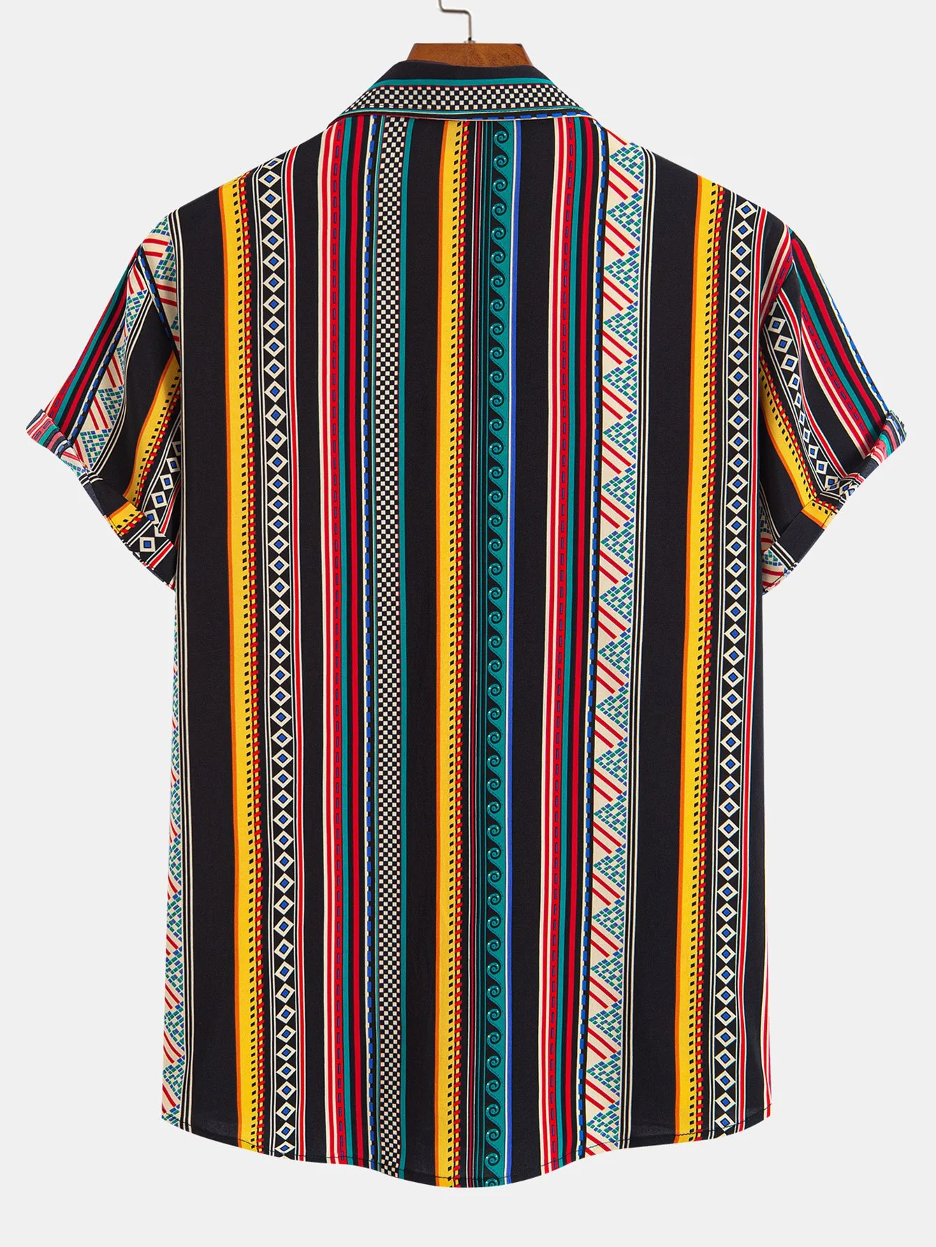 Ethnisches geometrisches Druckhemd mit Knöpfen & Badeshorts - Image 3