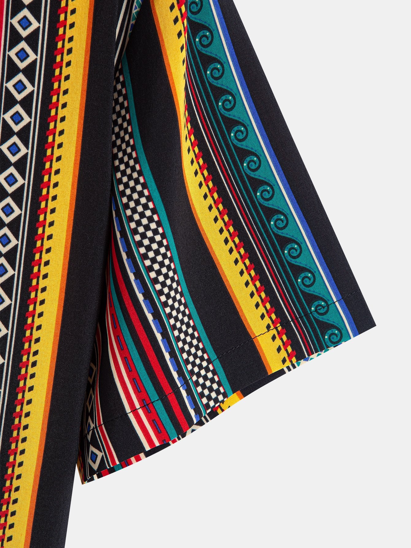 Ethnisches geometrisches Druckhemd mit Knöpfen & Badeshorts - Image 8