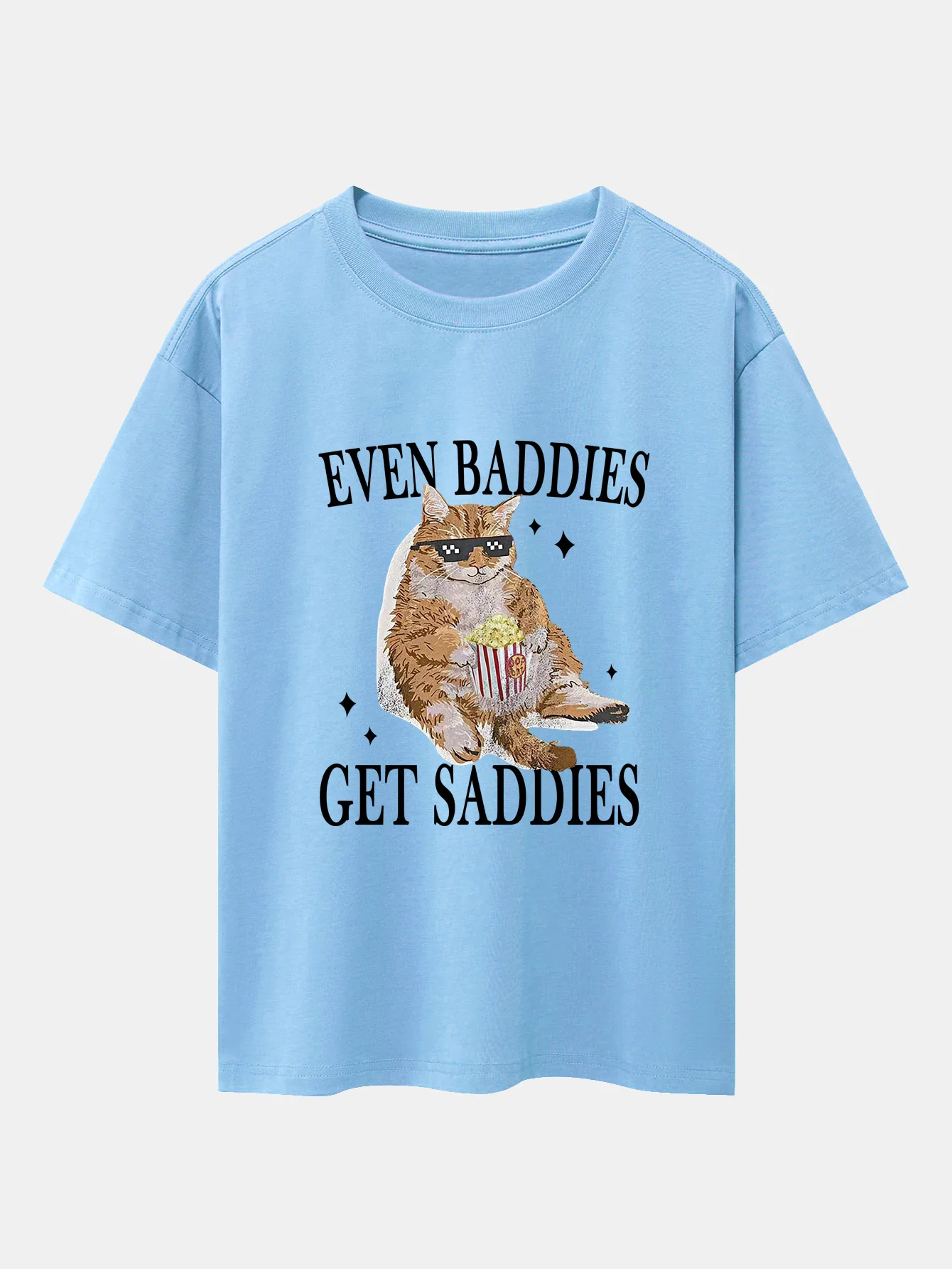 Even Baddies Get Saddies Cat Print Drop Shoulder Oversize T-Shirt - Image 14