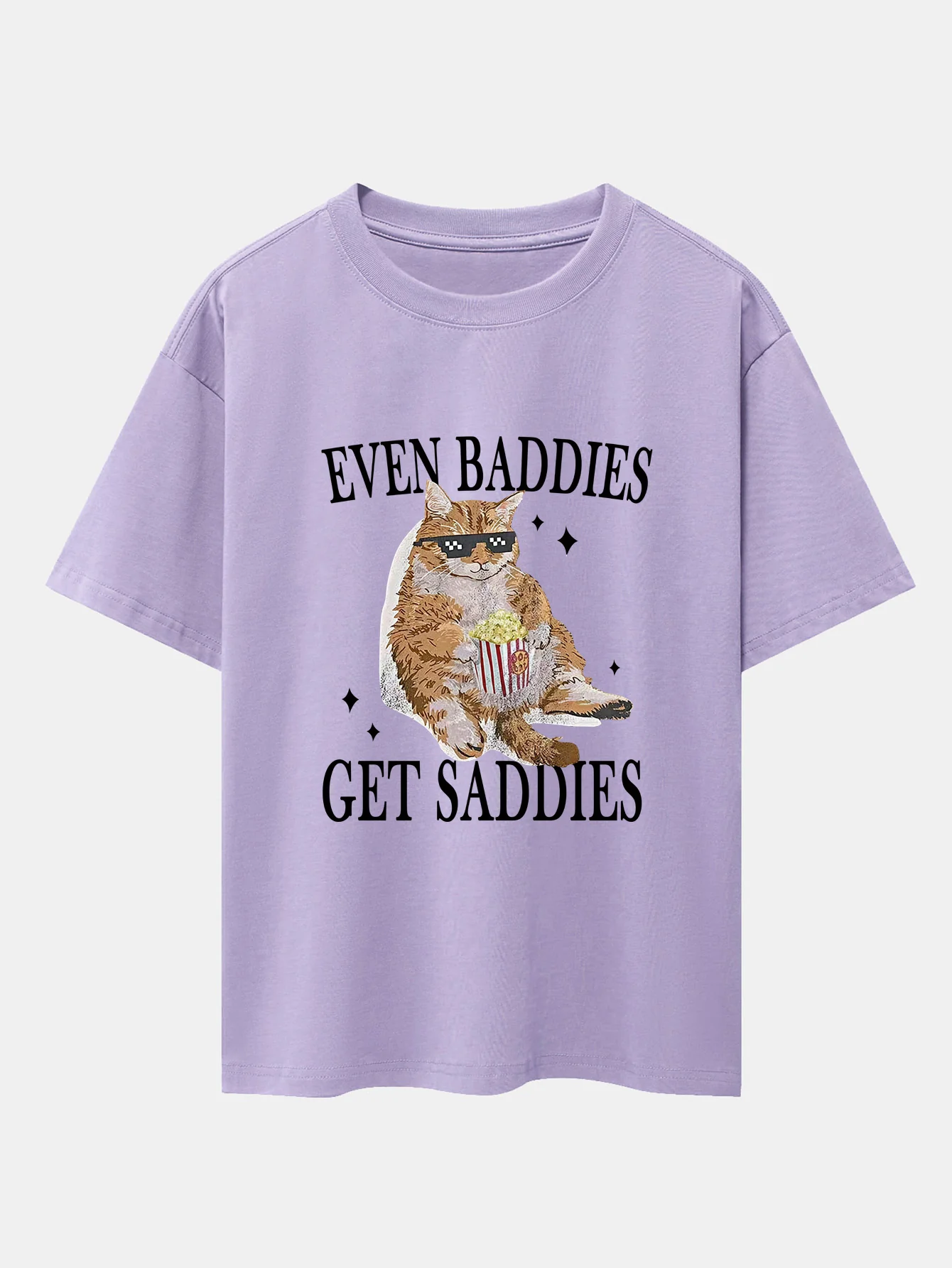 Even Baddies Get Saddies Cat Print Drop Shoulder Oversize T-Shirt - Image 15