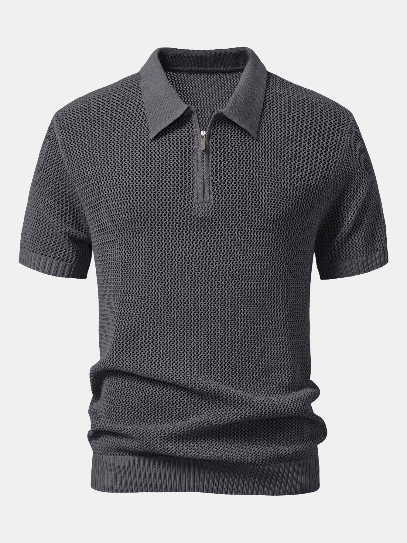 Eyelet Zip Up Strick-Poloshirts-Shirt - Image 5