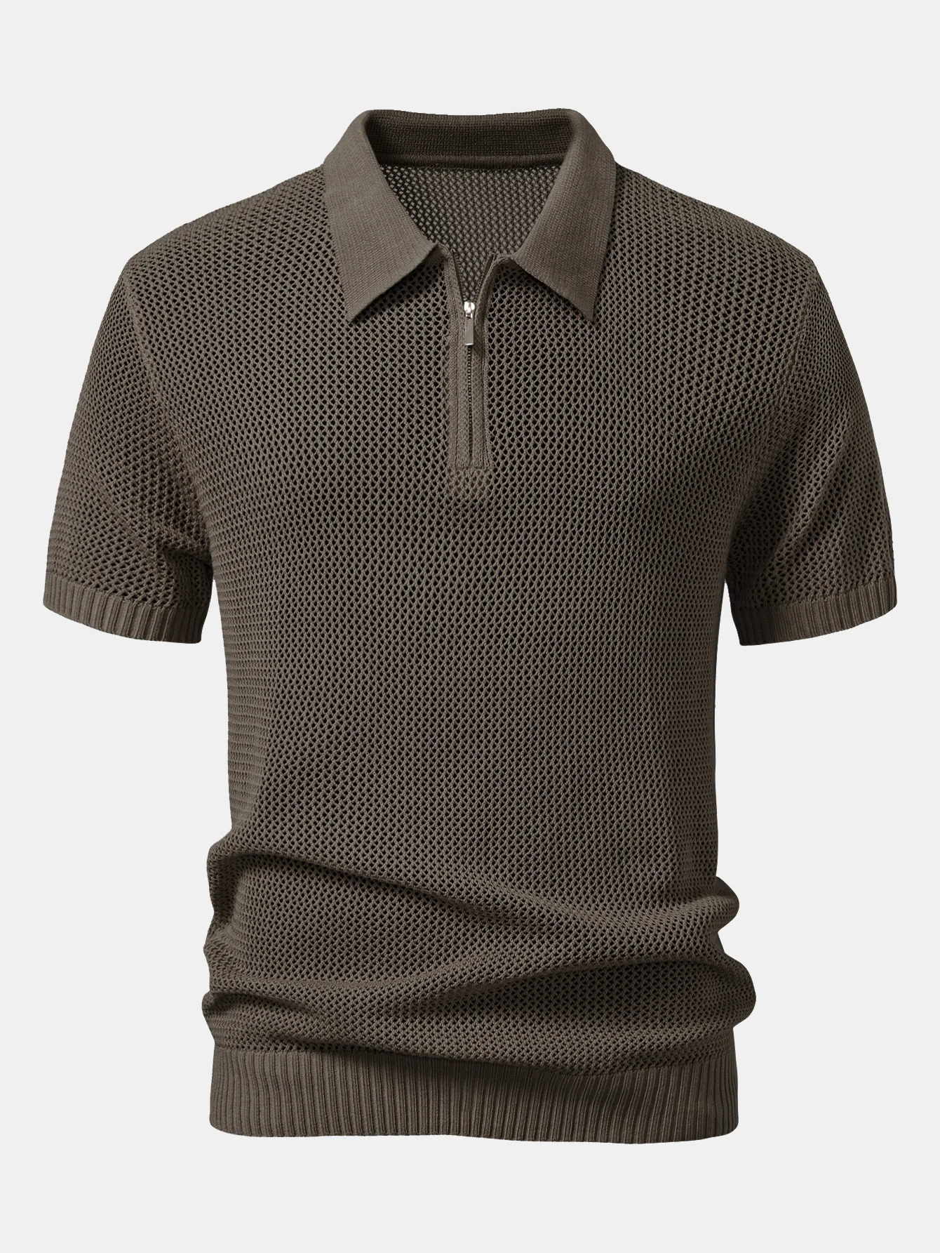 Eyelet Zip Up Strick-Poloshirts-Shirt - Image 7