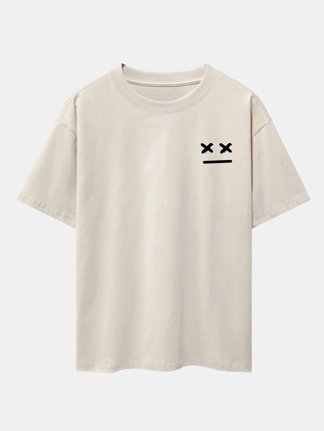 Oversize-T-Shirt mit überschnittenen Schultern und Aufdruck von Gesichtsausdrücken - Image 12