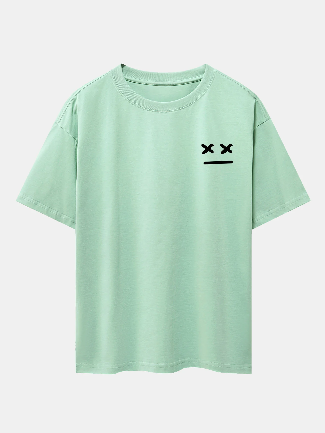 Oversize-T-Shirt mit überschnittenen Schultern und Aufdruck von Gesichtsausdrücken - Image 13