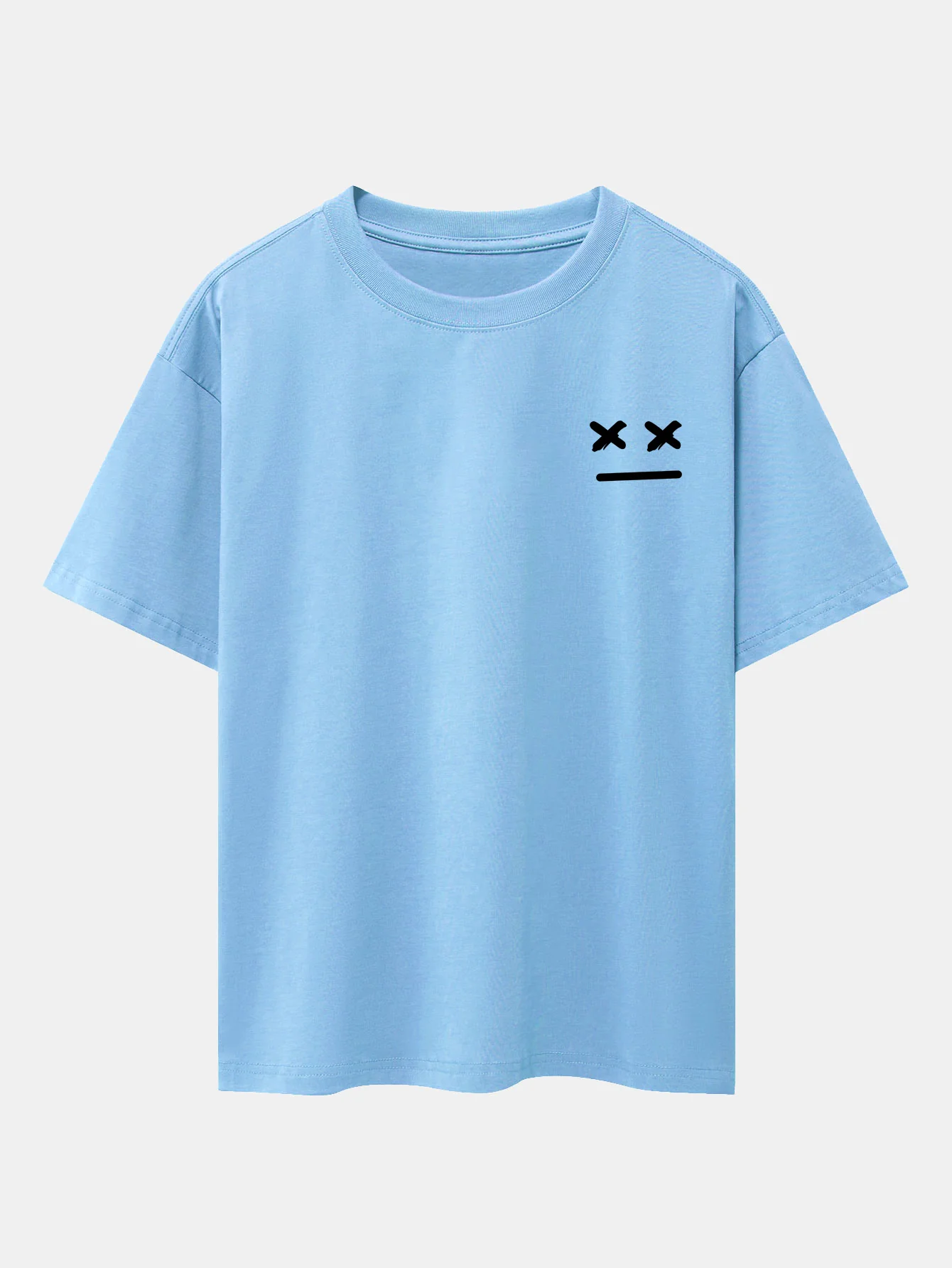 Oversize-T-Shirt mit überschnittenen Schultern und Aufdruck von Gesichtsausdrücken - Image 14