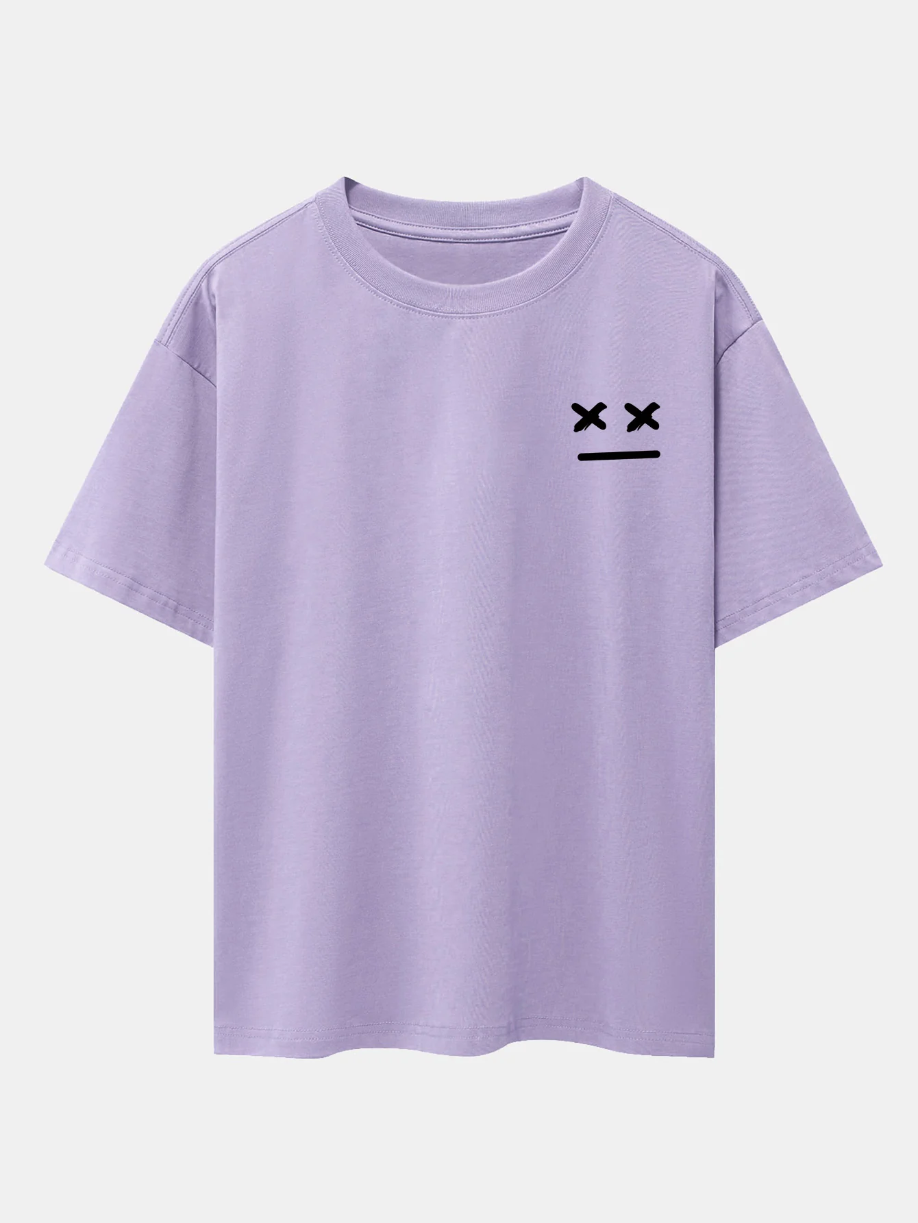 Oversize-T-Shirt mit überschnittenen Schultern und Aufdruck von Gesichtsausdrücken - Image 15