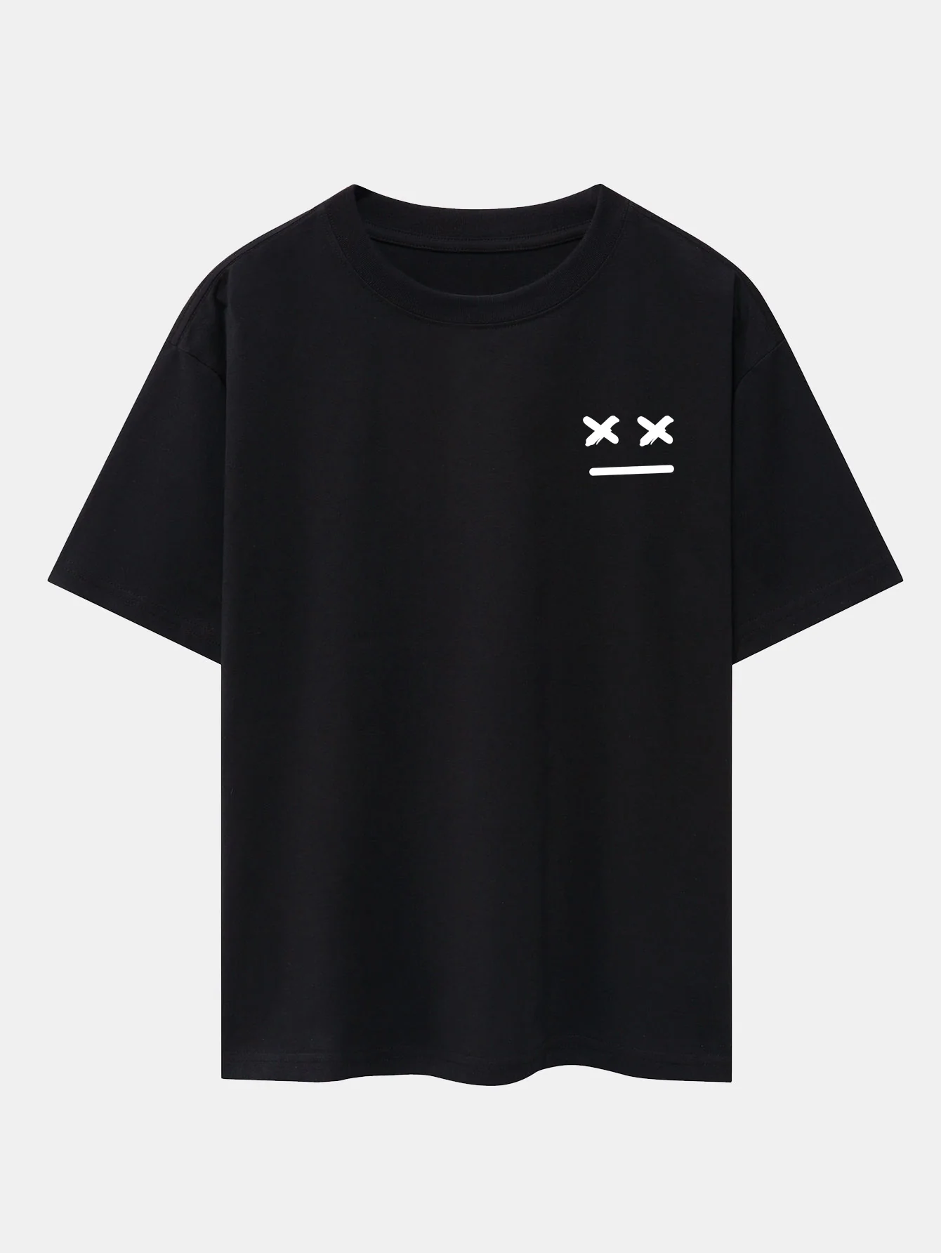 Oversize-T-Shirt mit überschnittenen Schultern und Aufdruck von Gesichtsausdrücken - Image 2