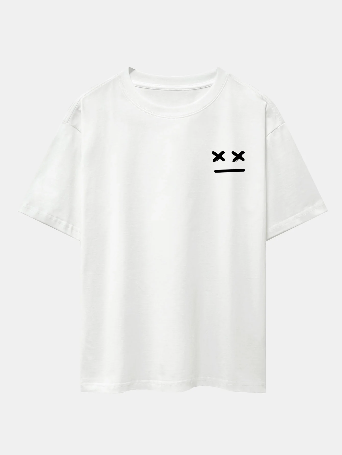 Oversize-T-Shirt mit überschnittenen Schultern und Aufdruck von Gesichtsausdrücken - Image 3