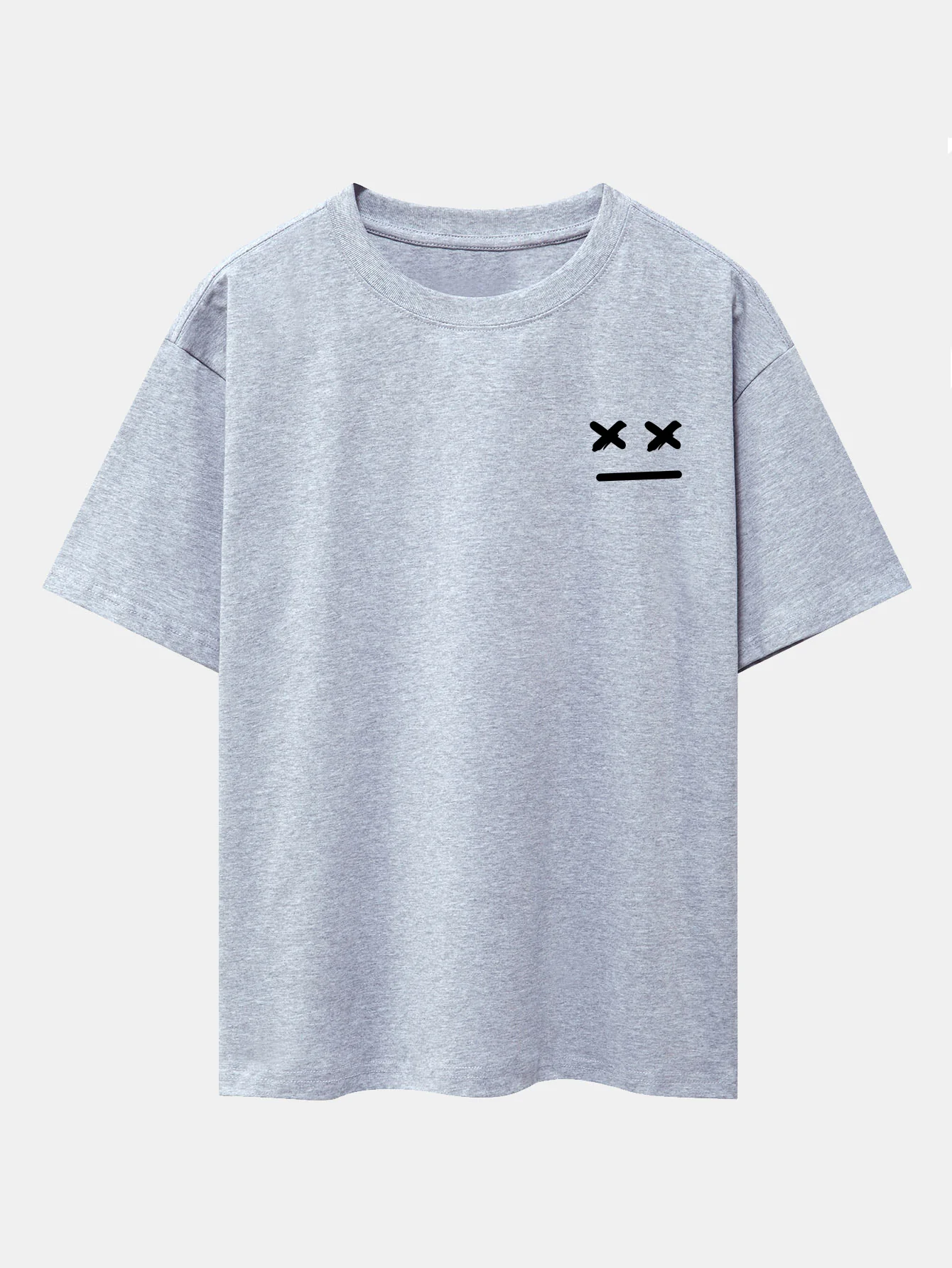 Oversize-T-Shirt mit überschnittenen Schultern und Aufdruck von Gesichtsausdrücken - Image 4