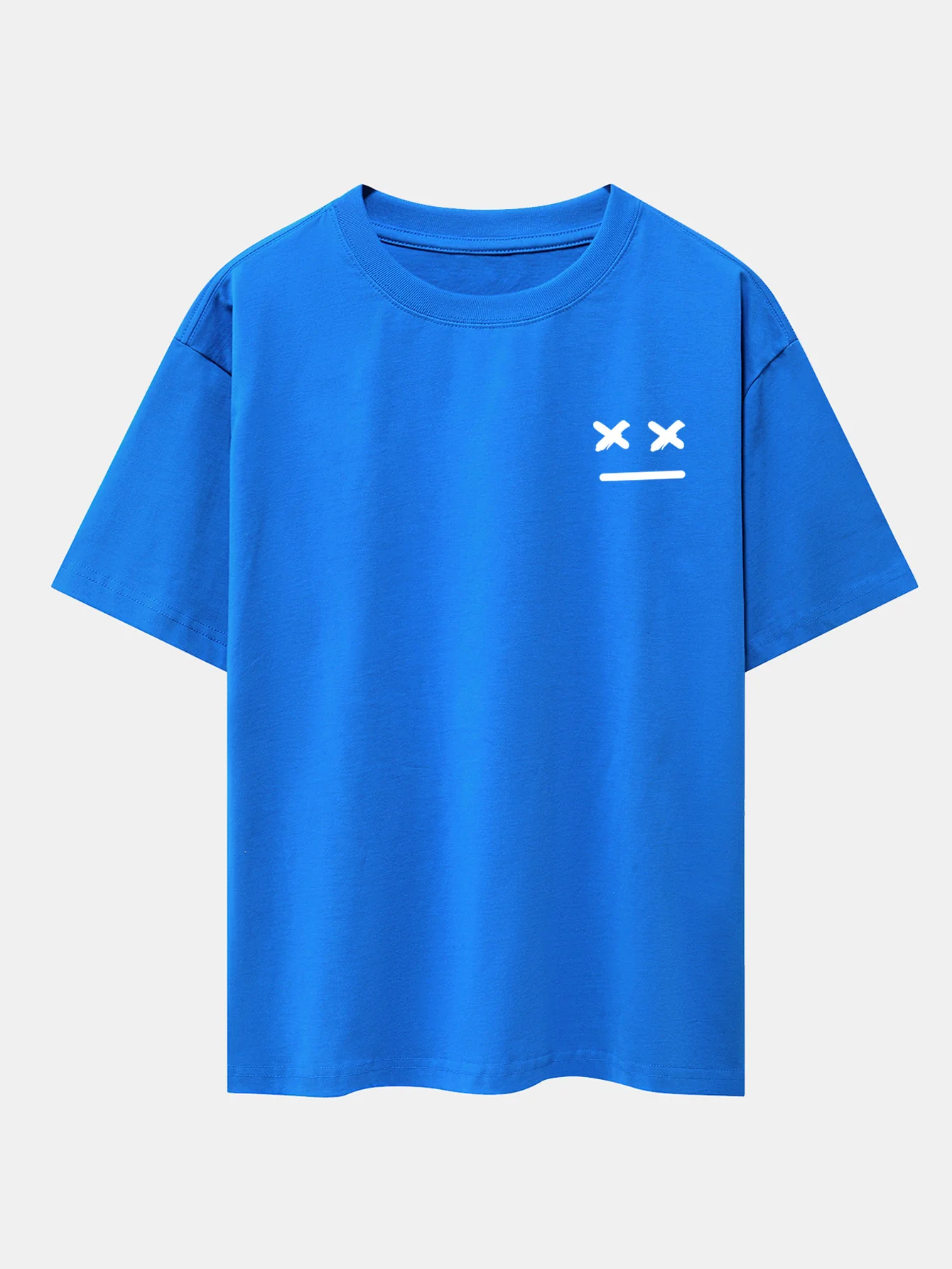 Oversize-T-Shirt mit überschnittenen Schultern und Aufdruck von Gesichtsausdrücken - Image 7