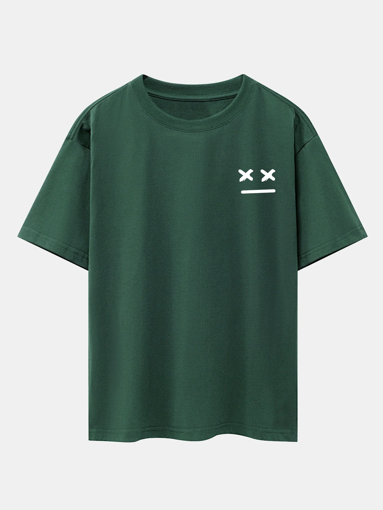 Oversize-T-Shirt mit überschnittenen Schultern und Aufdruck von Gesichtsausdrücken - Image 9