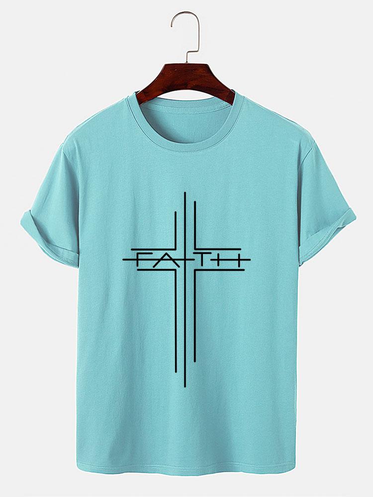 Glaube Kreuz Linie Druck T-Shirts - Image 10