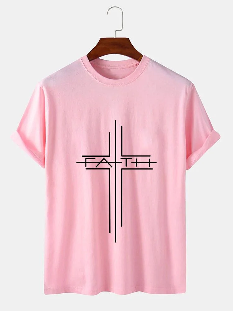 Glaube Kreuz Linie Druck T-Shirts - Image 11