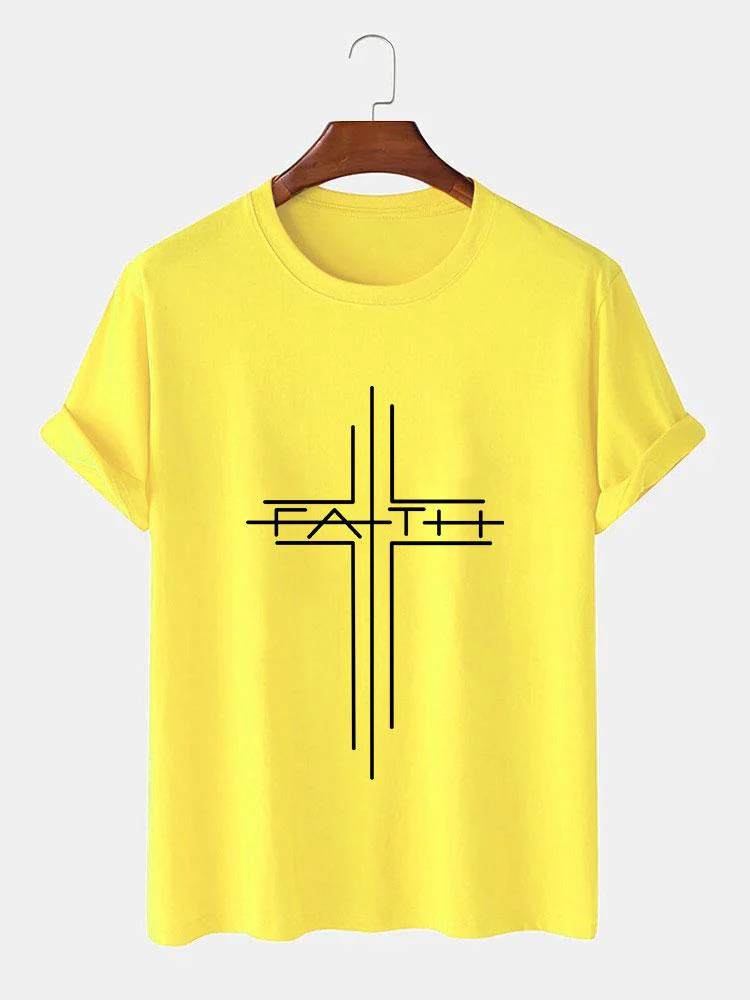 Glaube Kreuz Linie Druck T-Shirts - Image 12