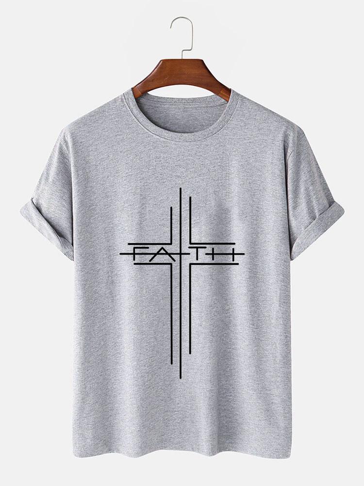 Glaube Kreuz Linie Druck T-Shirts - Image 5