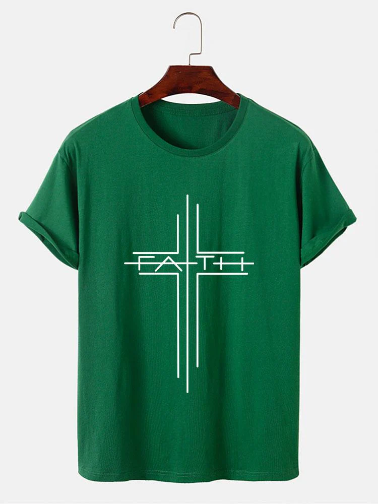 Glaube Kreuz Linie Druck T-Shirts - Image 7