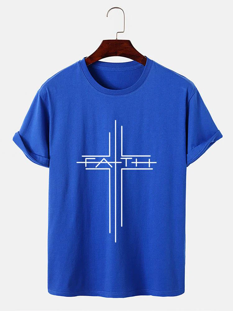 Glaube Kreuz Linie Druck T-Shirts - Image 8