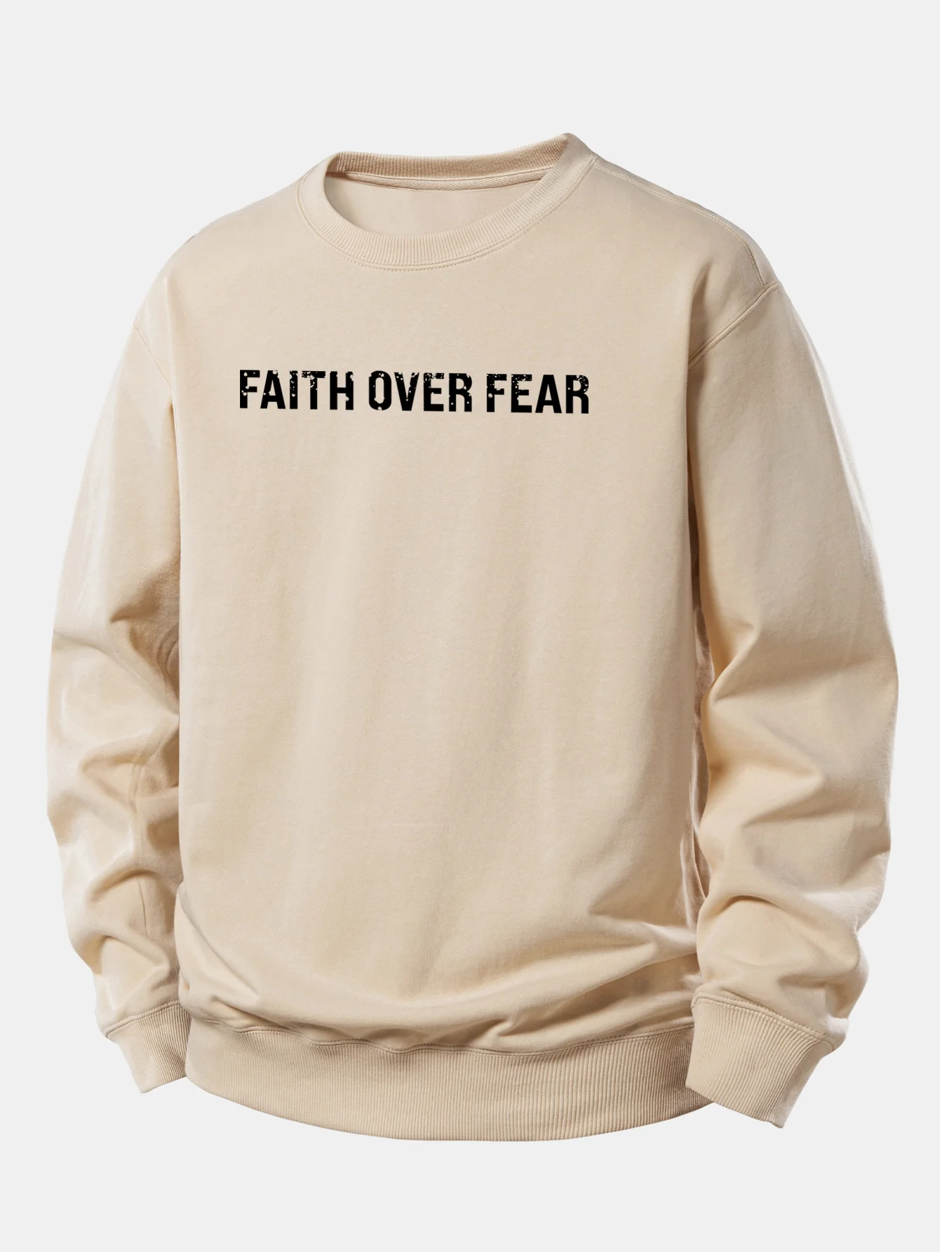 Faith Over Fear American Flag Print Relax Fit Sweatshirt - Image 10
