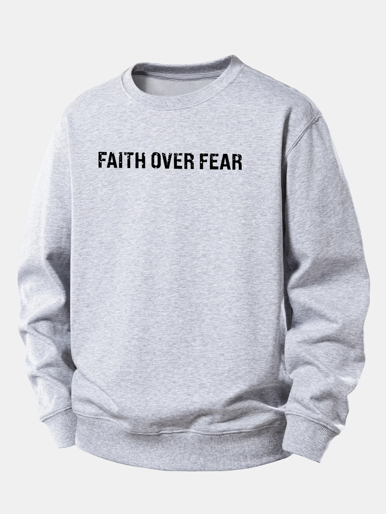 Faith Over Fear American Flag Print Relax Fit Sweatshirt - Image 12