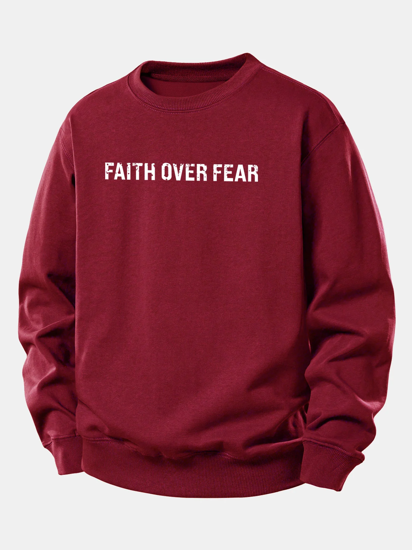 Faith Over Fear American Flag Print Relax Fit Sweatshirt - Image 14
