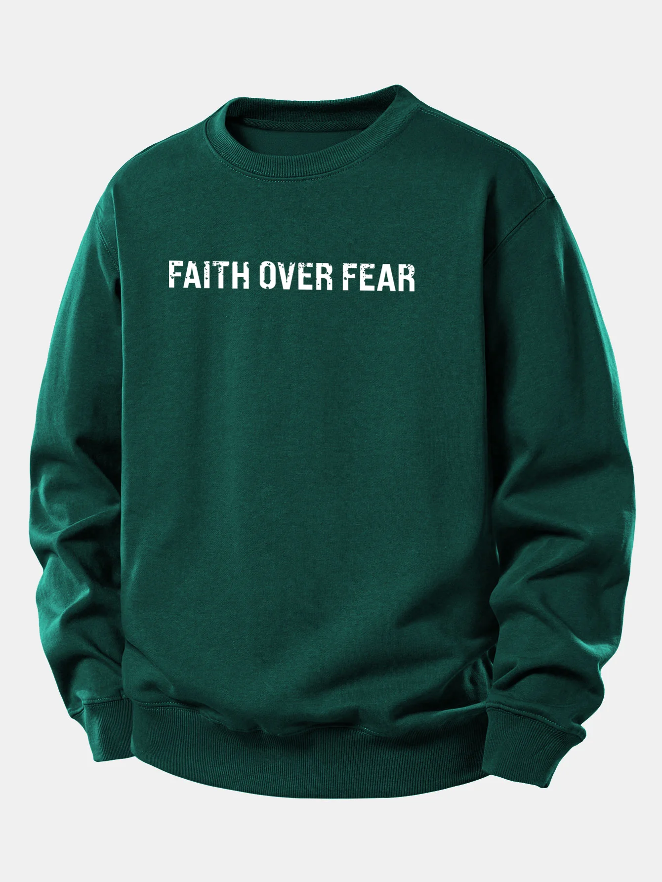 Faith Over Fear American Flag Print Relax Fit Sweatshirt - Image 18