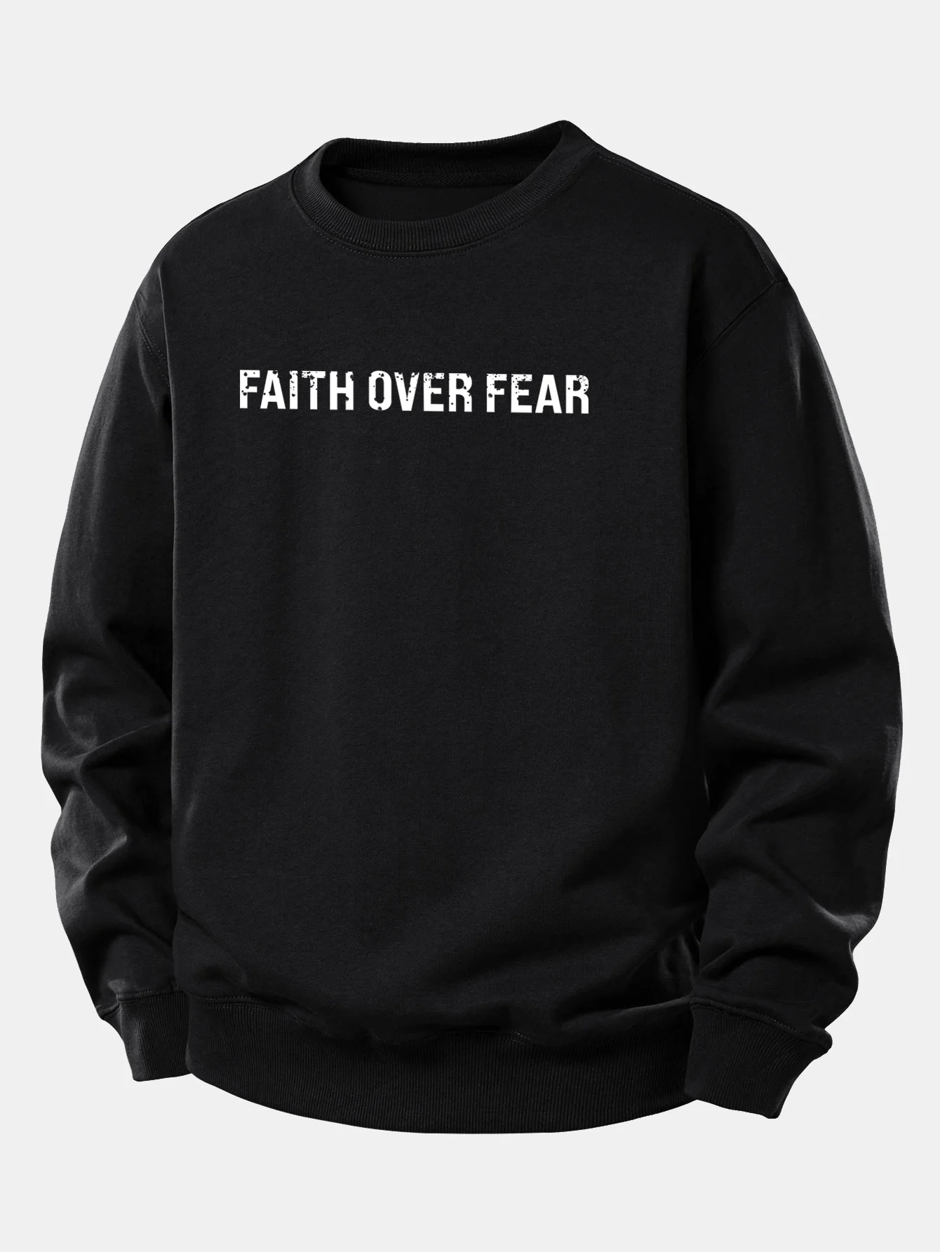 Faith Over Fear American Flag Print Relax Fit Sweatshirt - Image 4