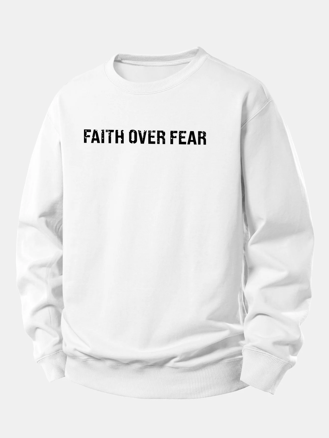 Faith Over Fear American Flag Print Relax Fit Sweatshirt - Image 6